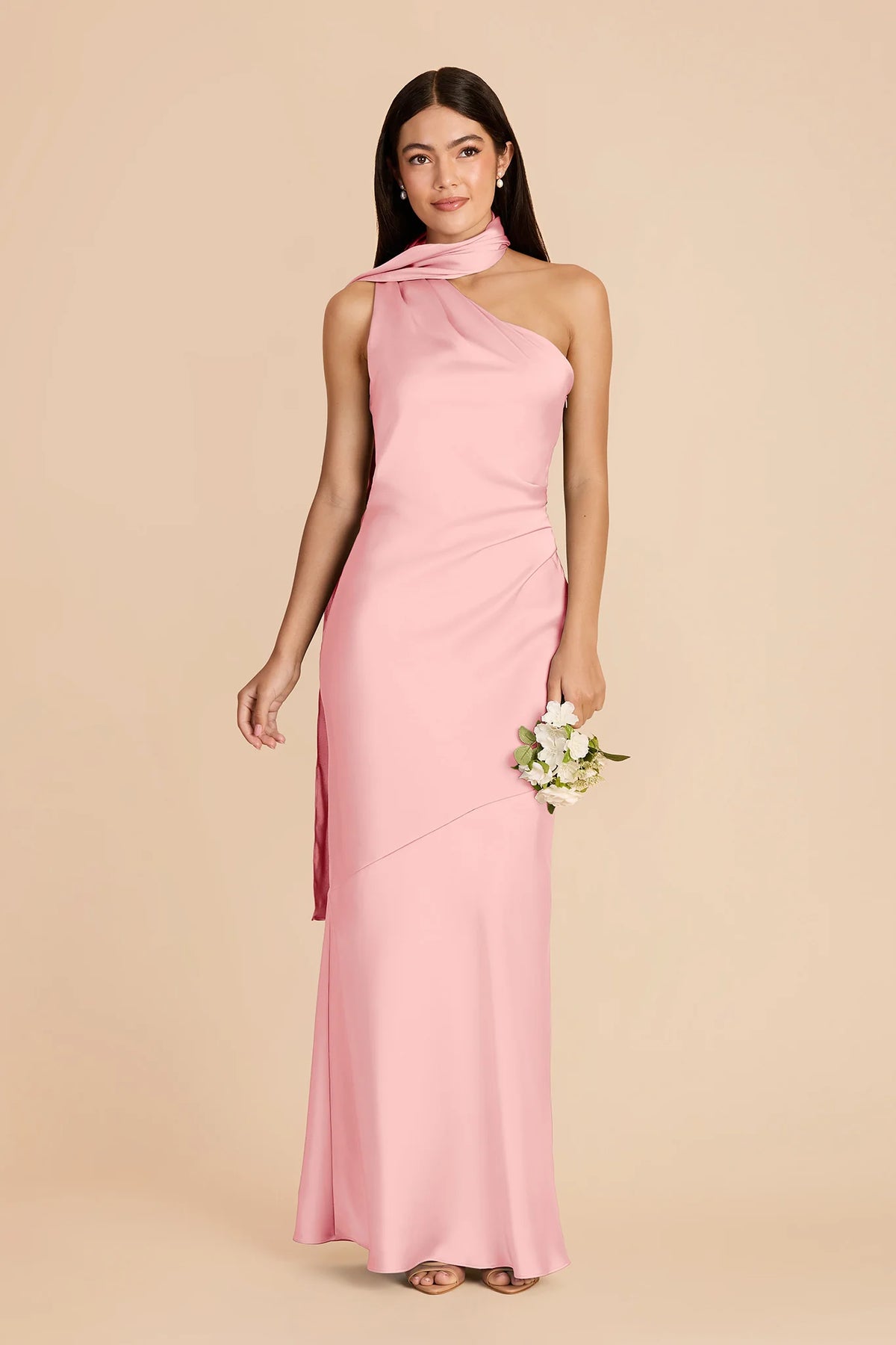 Ariadne Bubblegum Pink front view bridesmaid dress