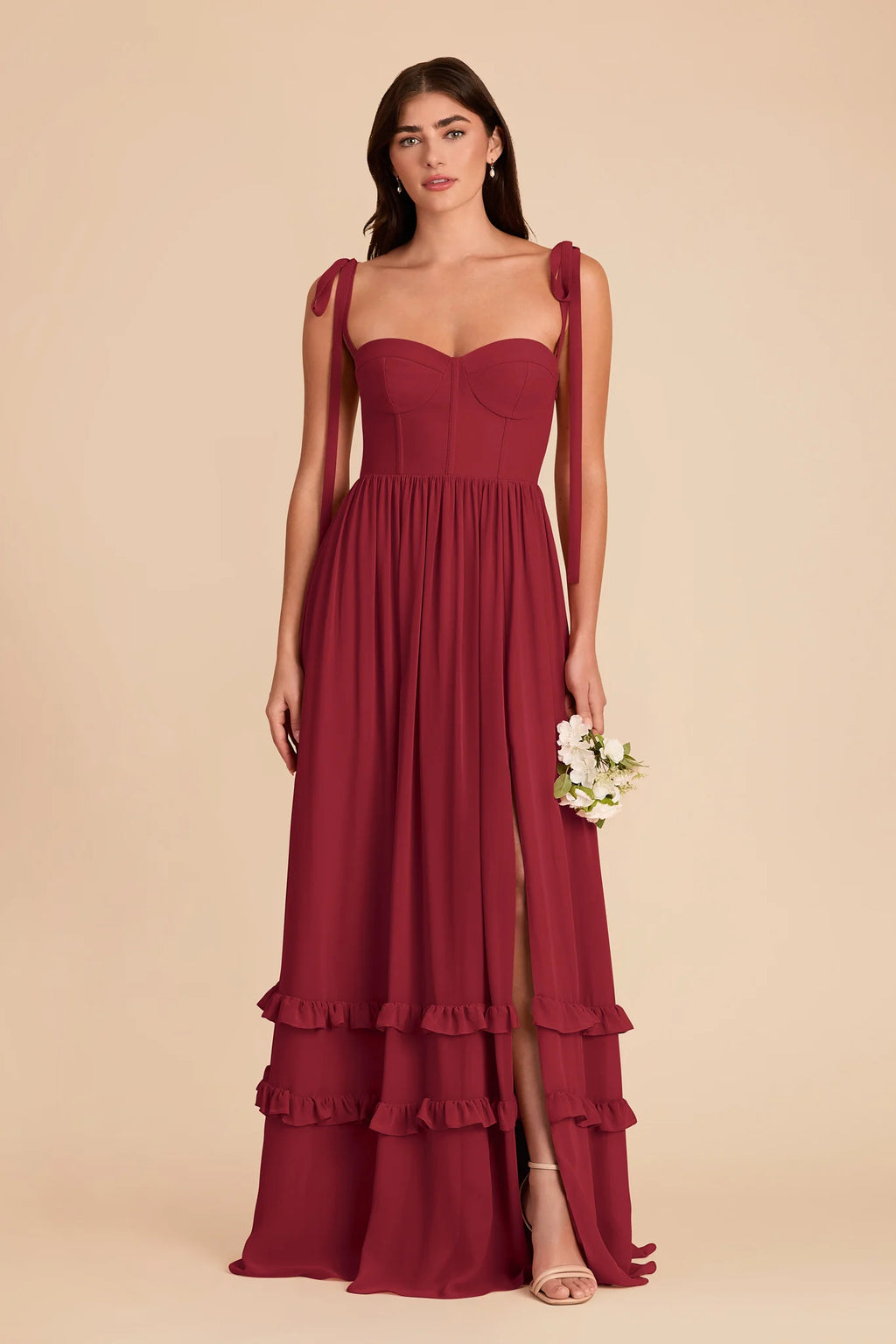 Daphne Burgundy front view bridesmaid dress