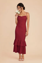 Liora Burgundy front view bridesmaid dress
