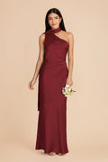 Ariadne Burgundy front view bridesmaid dress