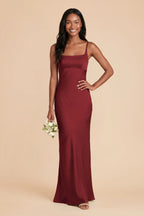 Noelle Burgundy front view bridesmaid dress