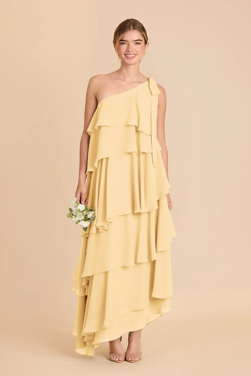 Marisol Butter front view bridesmaid dress