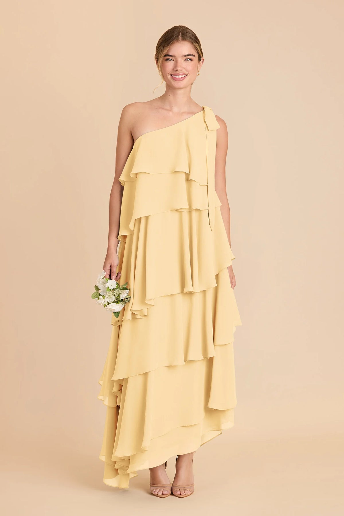 Marisol Butter front view bridesmaid dress