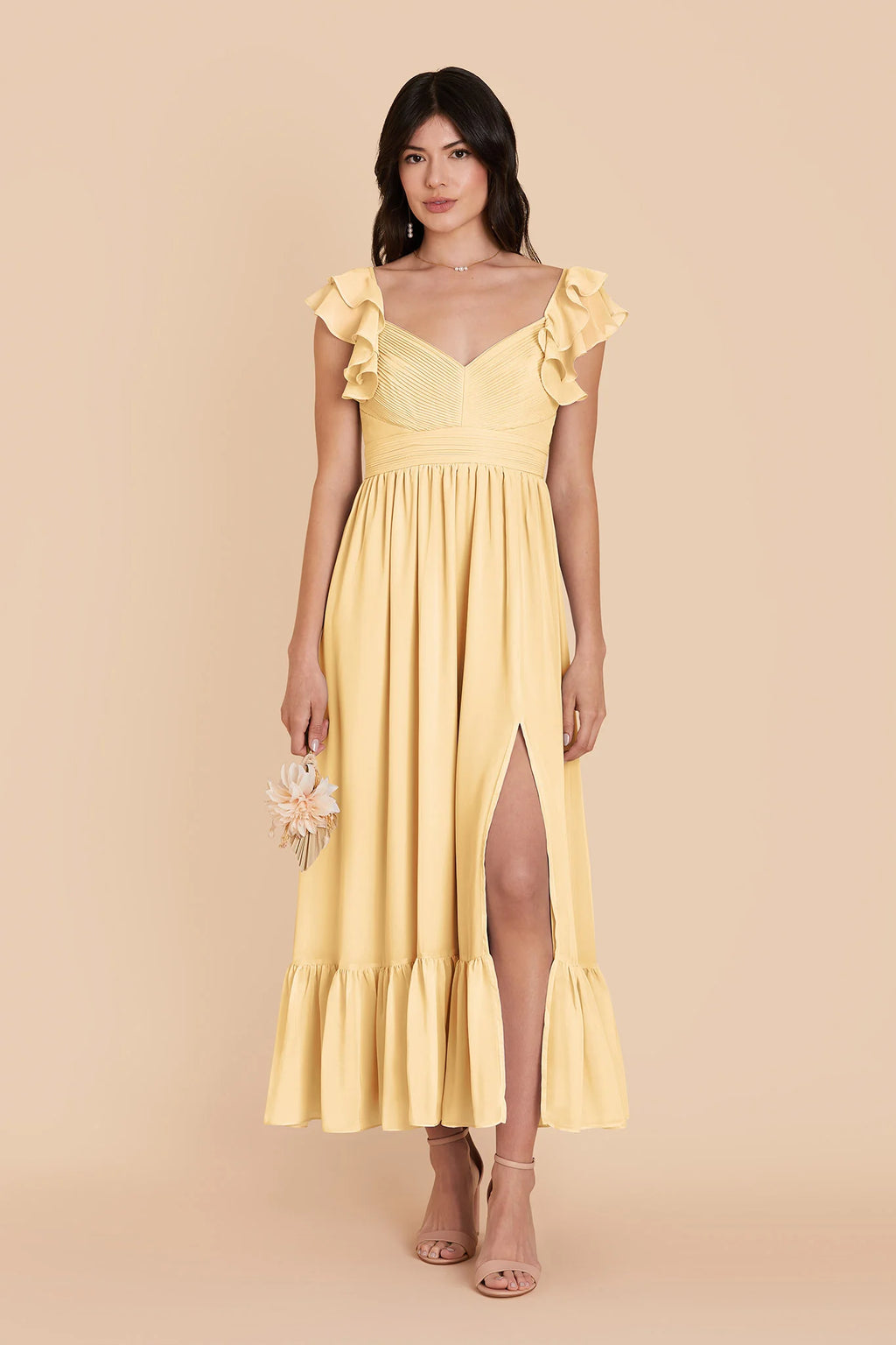 Talia Butter front view bridesmaid dress