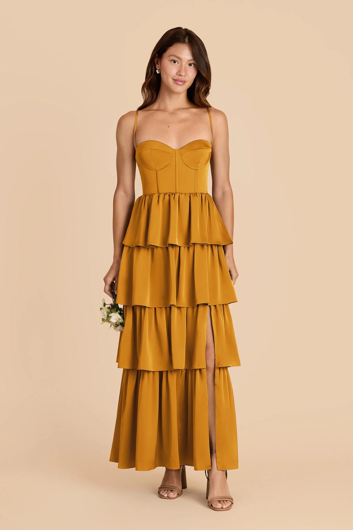 Calista Butterscotch front view bridesmaid dress