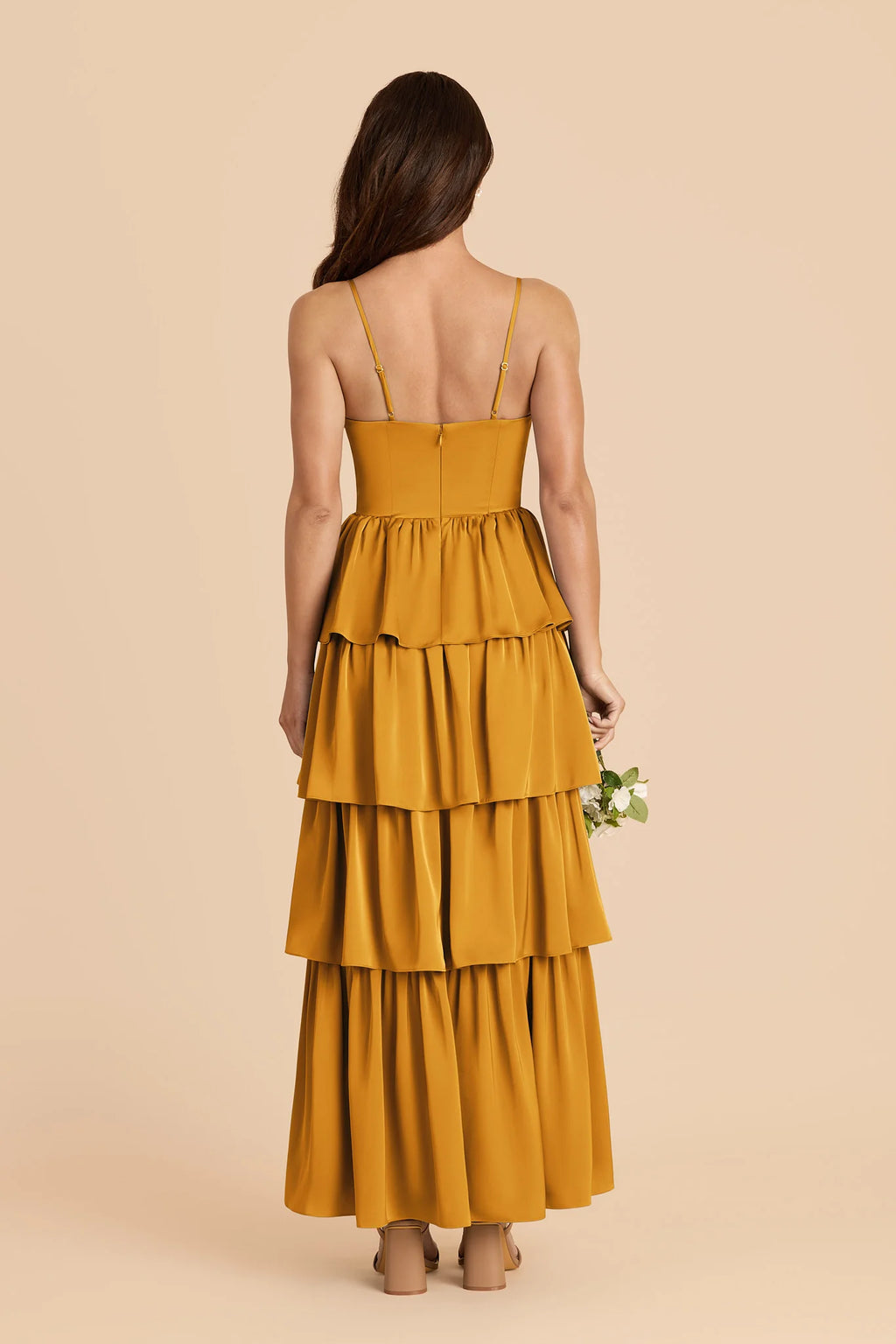 Calista Butterscotch back view bridesmaid dress