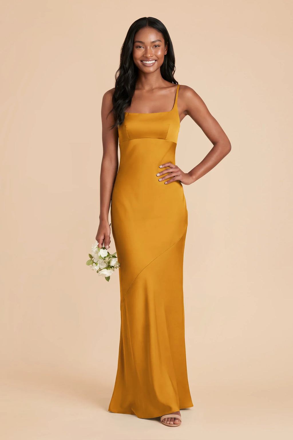 Noelle Butterscotch front view bridesmaid dress