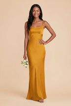 Noelle Butterscotch front view bridesmaid dress