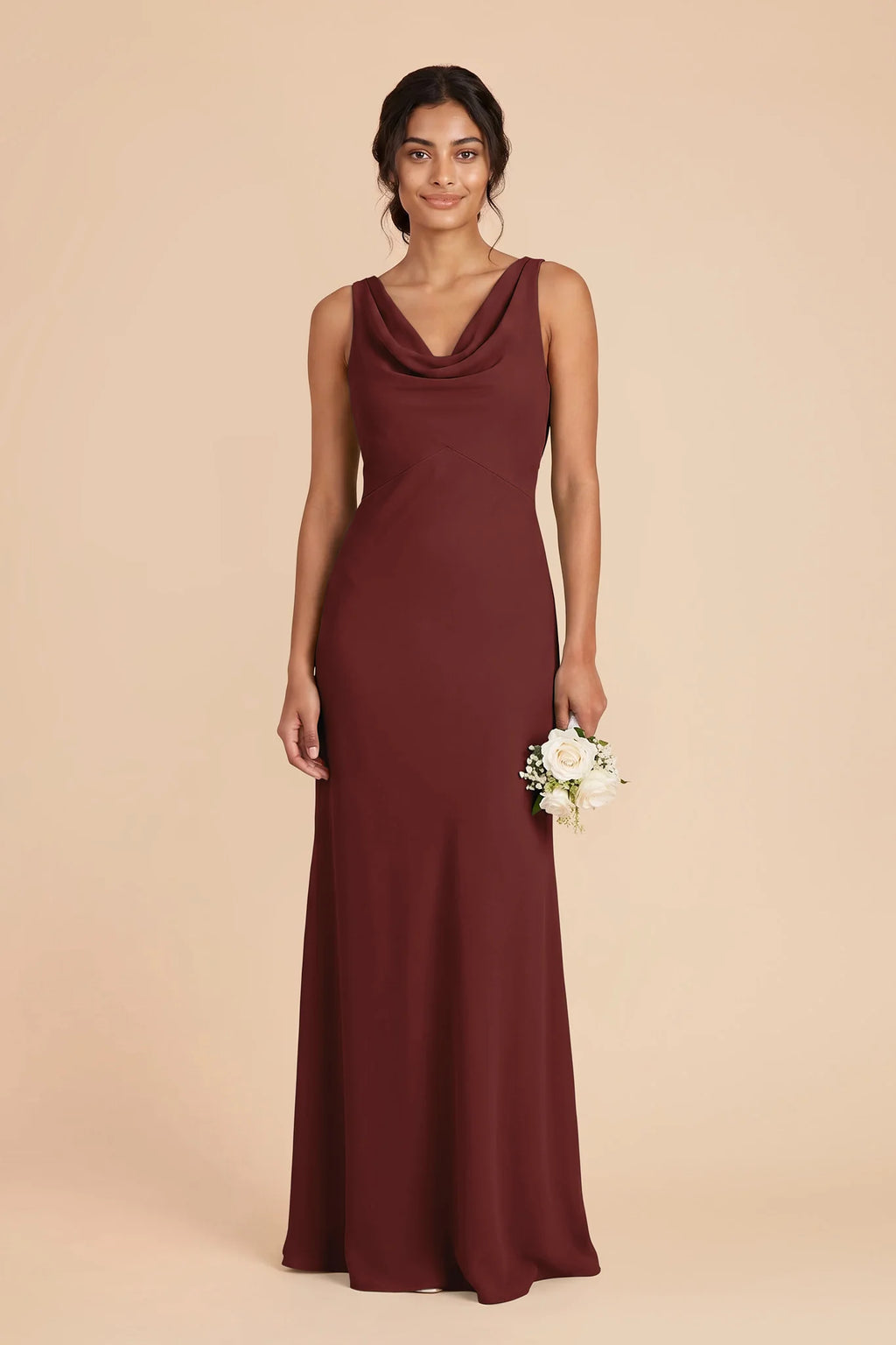 Odette Cabernet front view bridesmaid dress