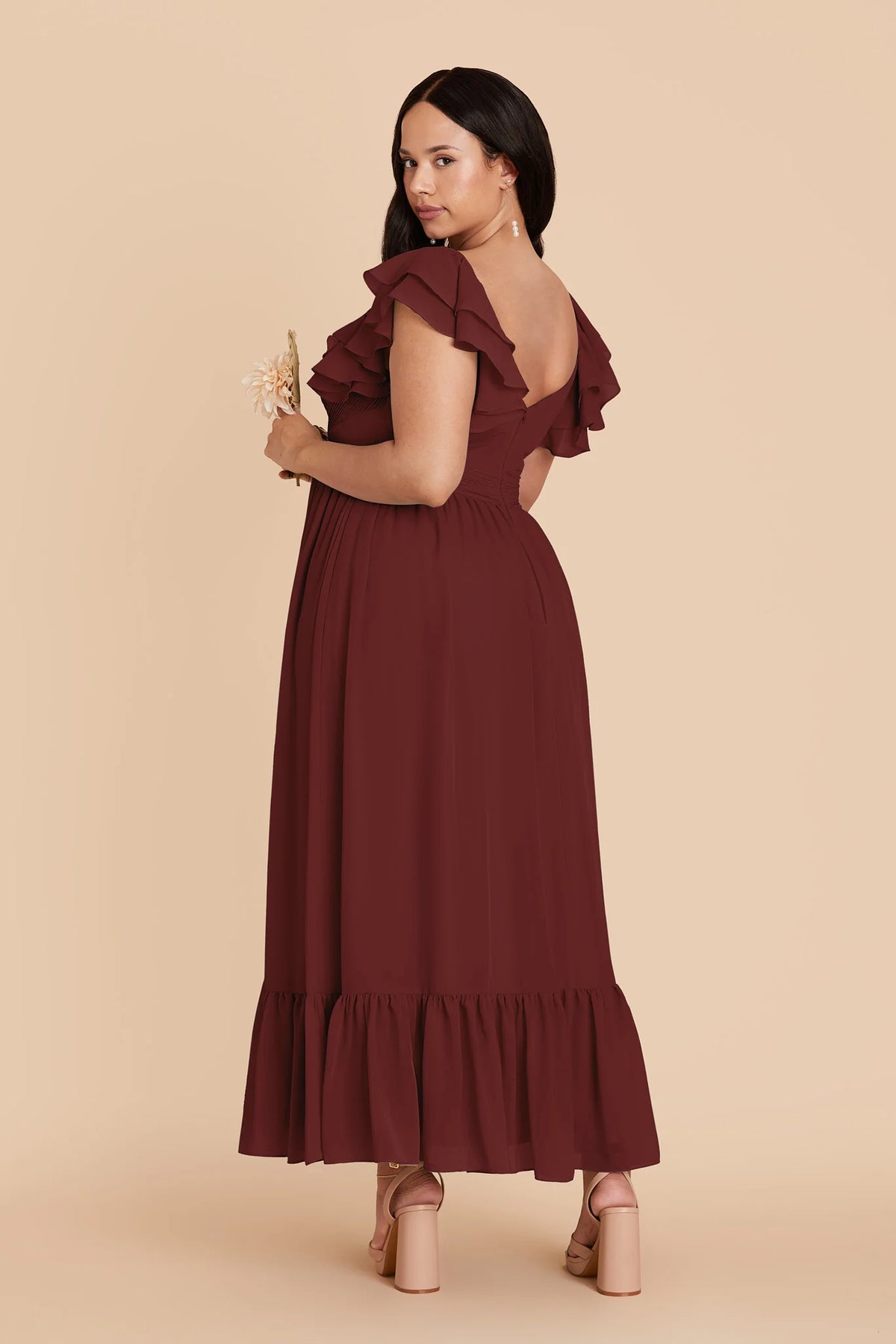 Talia Cabernet back view bridesmaid dress