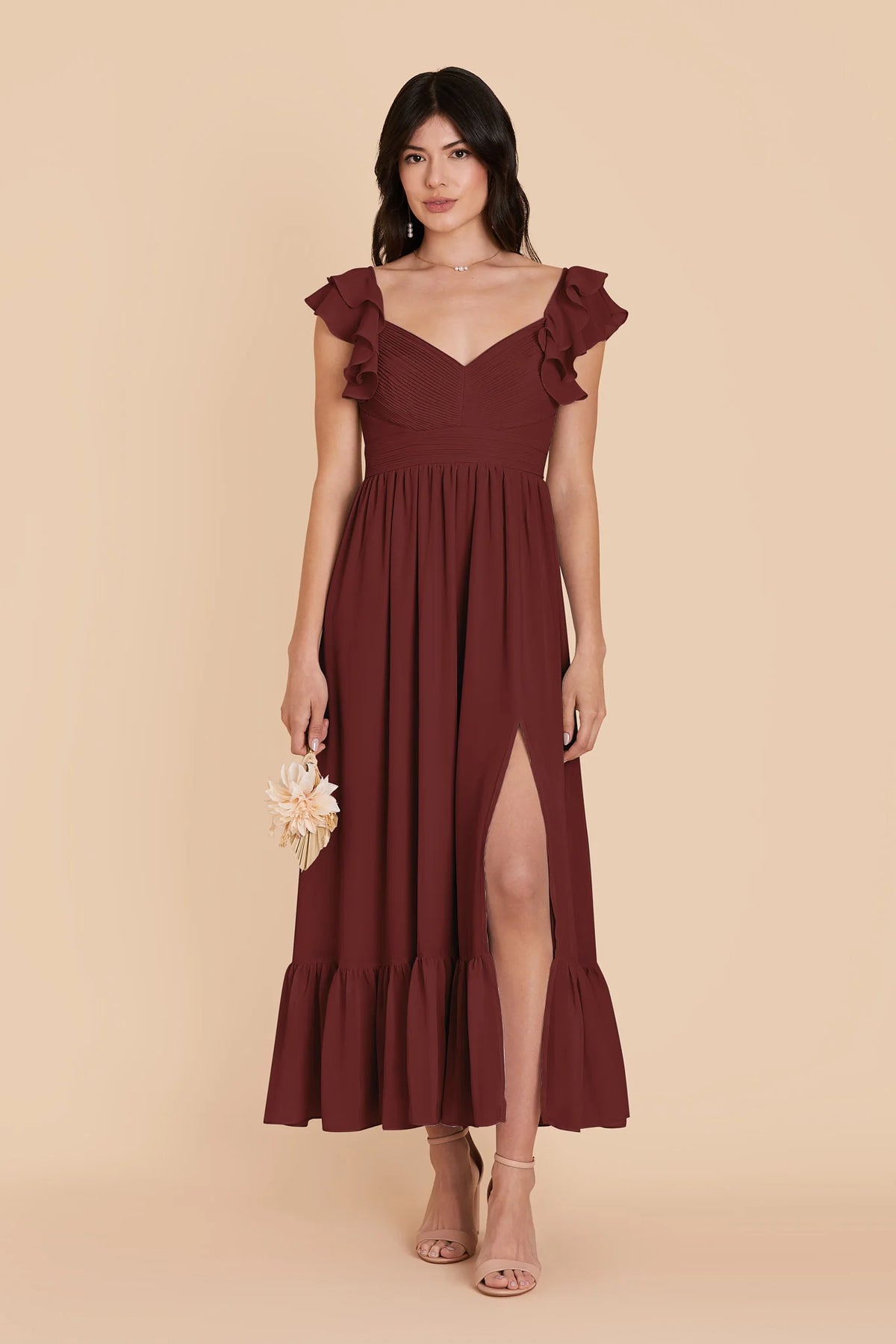 Talia Cabernet front view bridesmaid dress