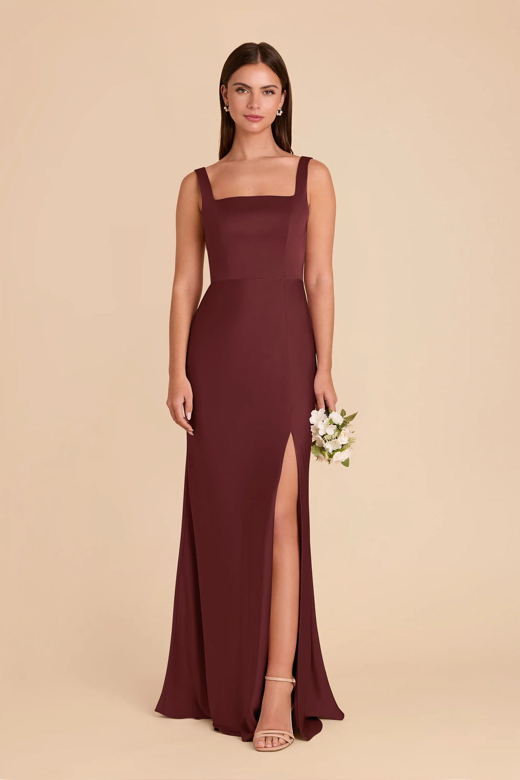 Elowen Cabernet front view bridesmaid dress