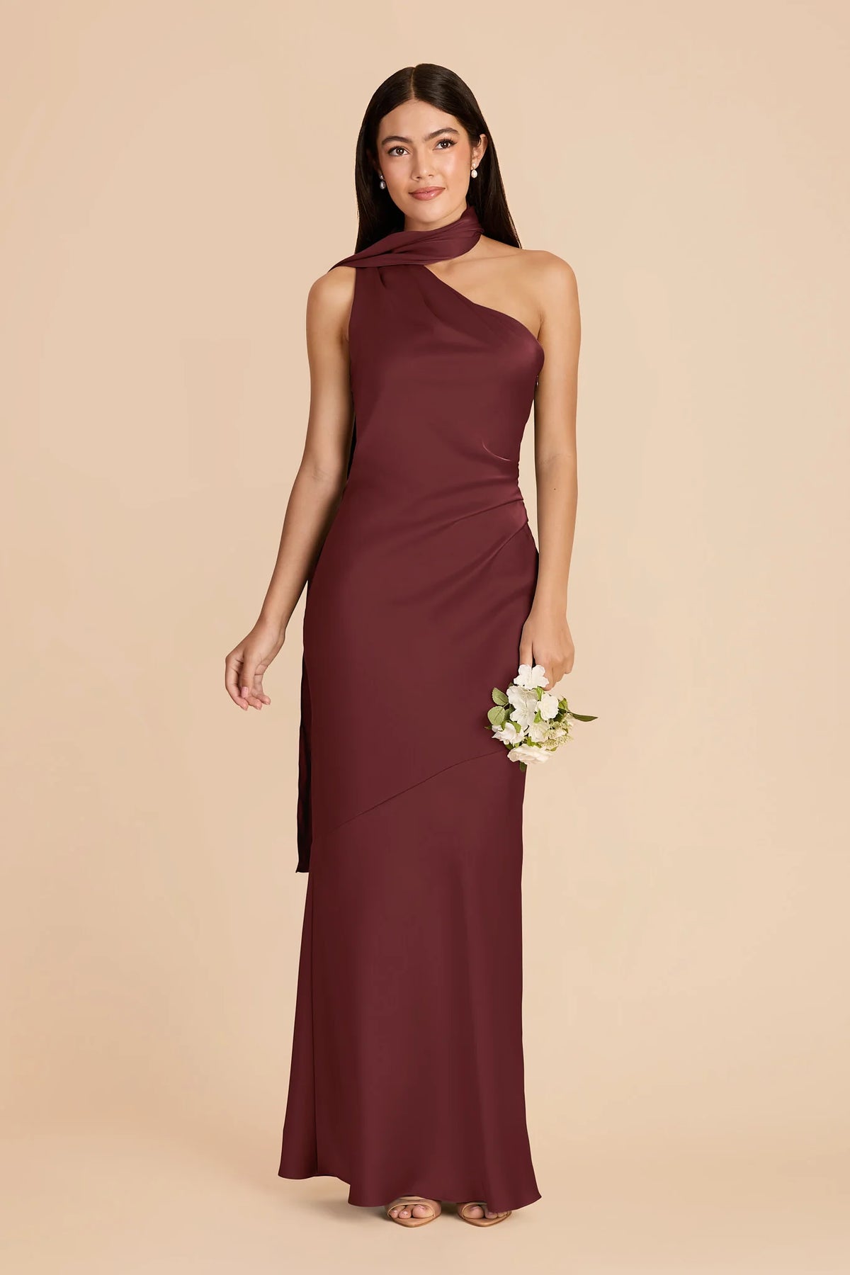 Ariadne Cabernet front view bridesmaid dress