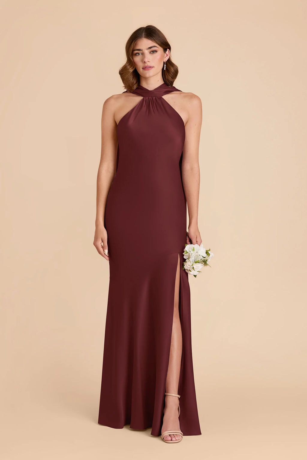 Camille Cabernet front view bridesmaid dress