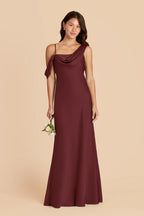 Thalia Cabernet front view bridesmaid dress