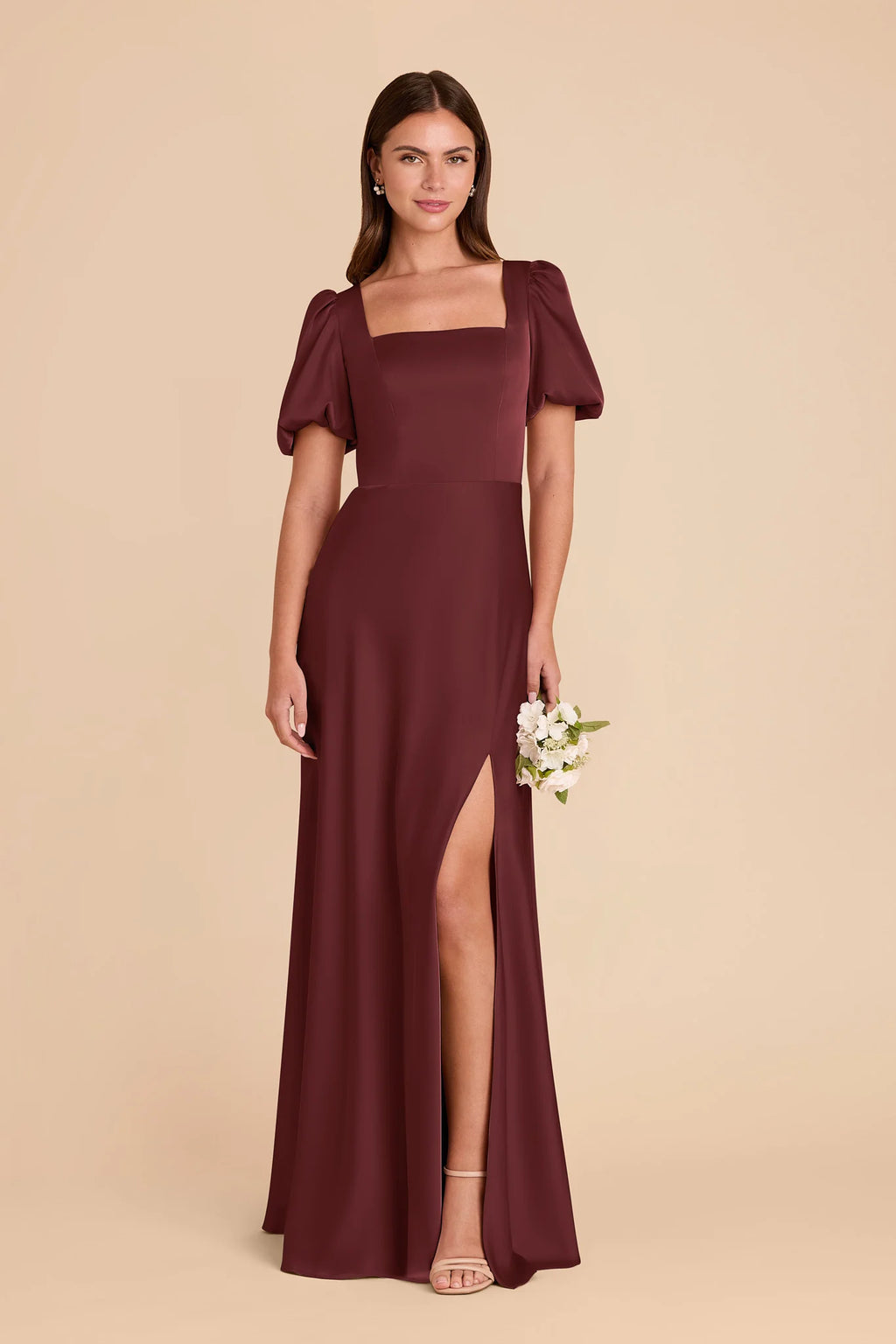 Selene Cabernet front view bridesmaid dress