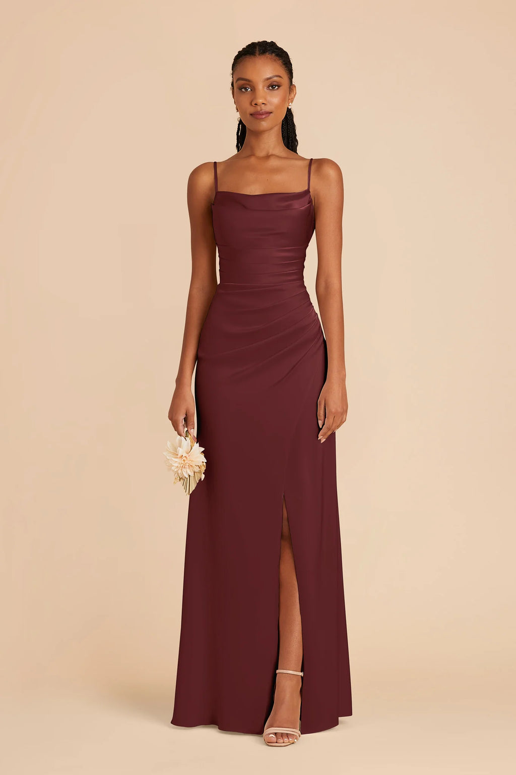 Sabine Cabernet front view bridesmaid dress