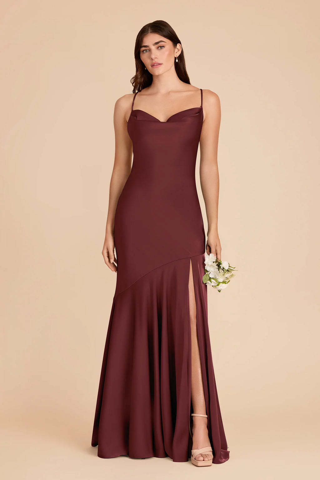 Estelle Cabernet front view bridesmaid dress