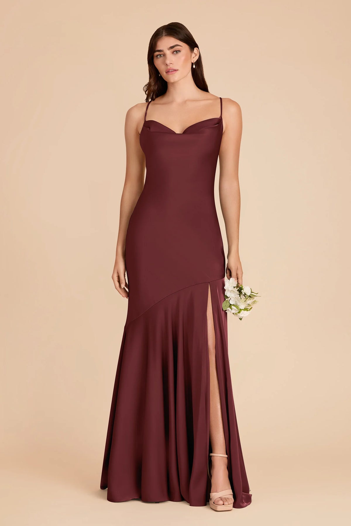 Estelle Cabernet front view bridesmaid dress