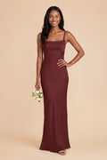Noelle Cabernet front view bridesmaid dress