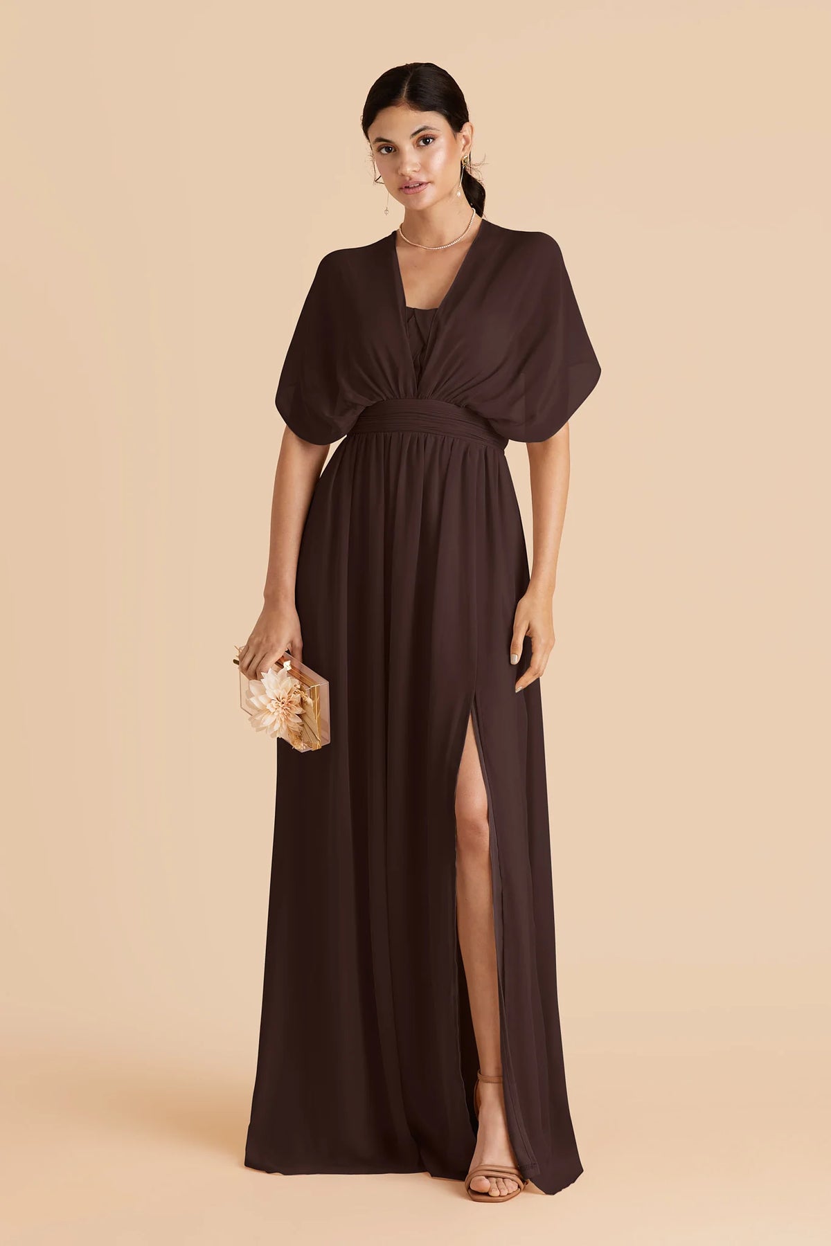 Elodie Café Noir front view bridesmaid dress