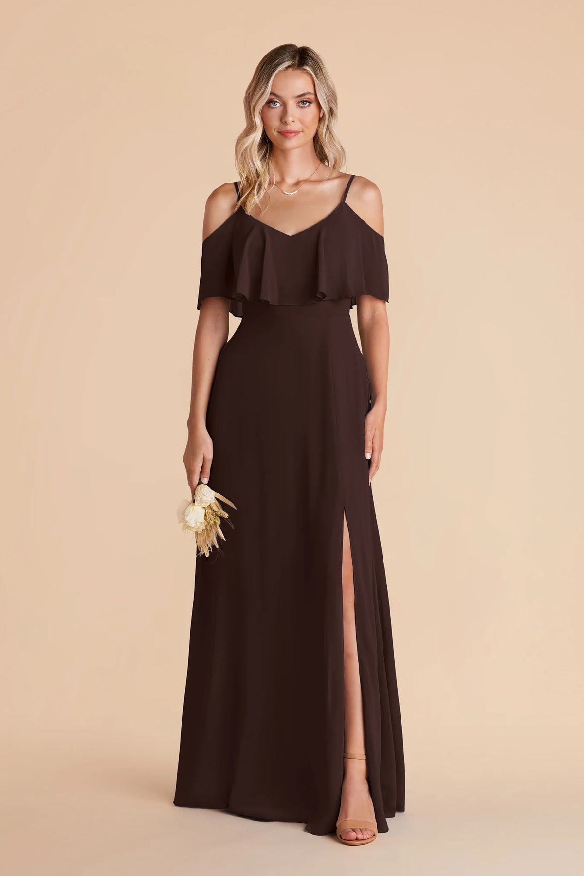 Genevieve Café Noir front view bridesmaid dress