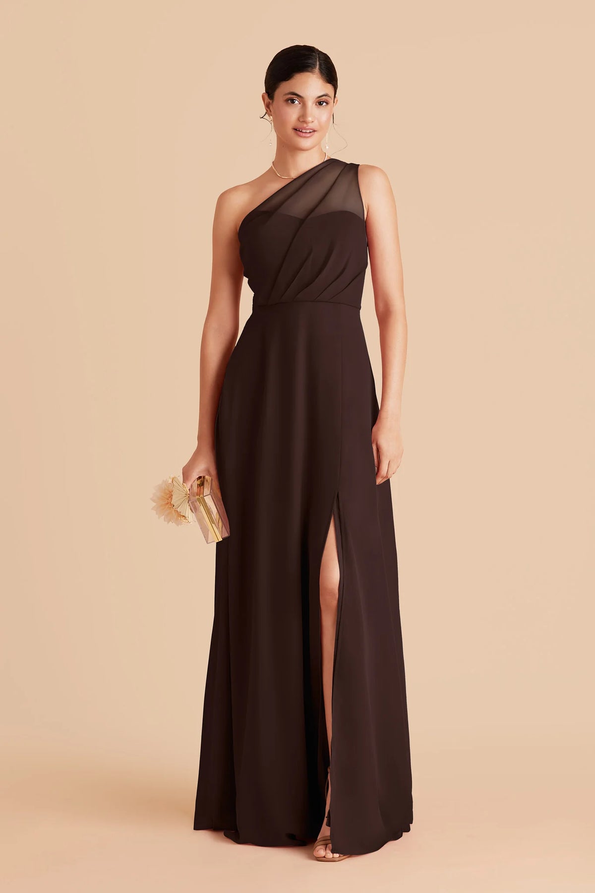 Celine Café Noir front view bridesmaid dress