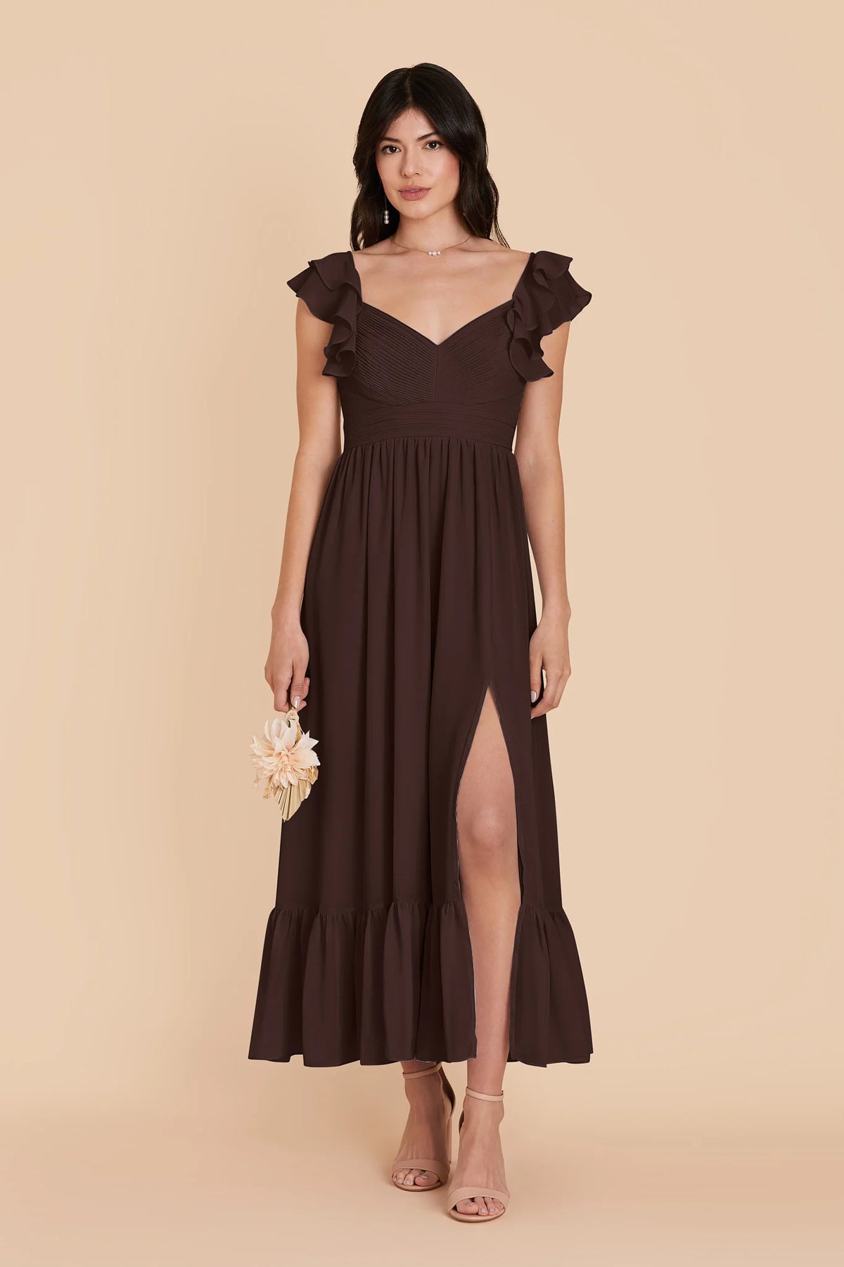 Talia Café Noir front view bridesmaid dress