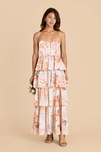 Calista Champagne Cascadia Bouquet front view bridesmaid dress