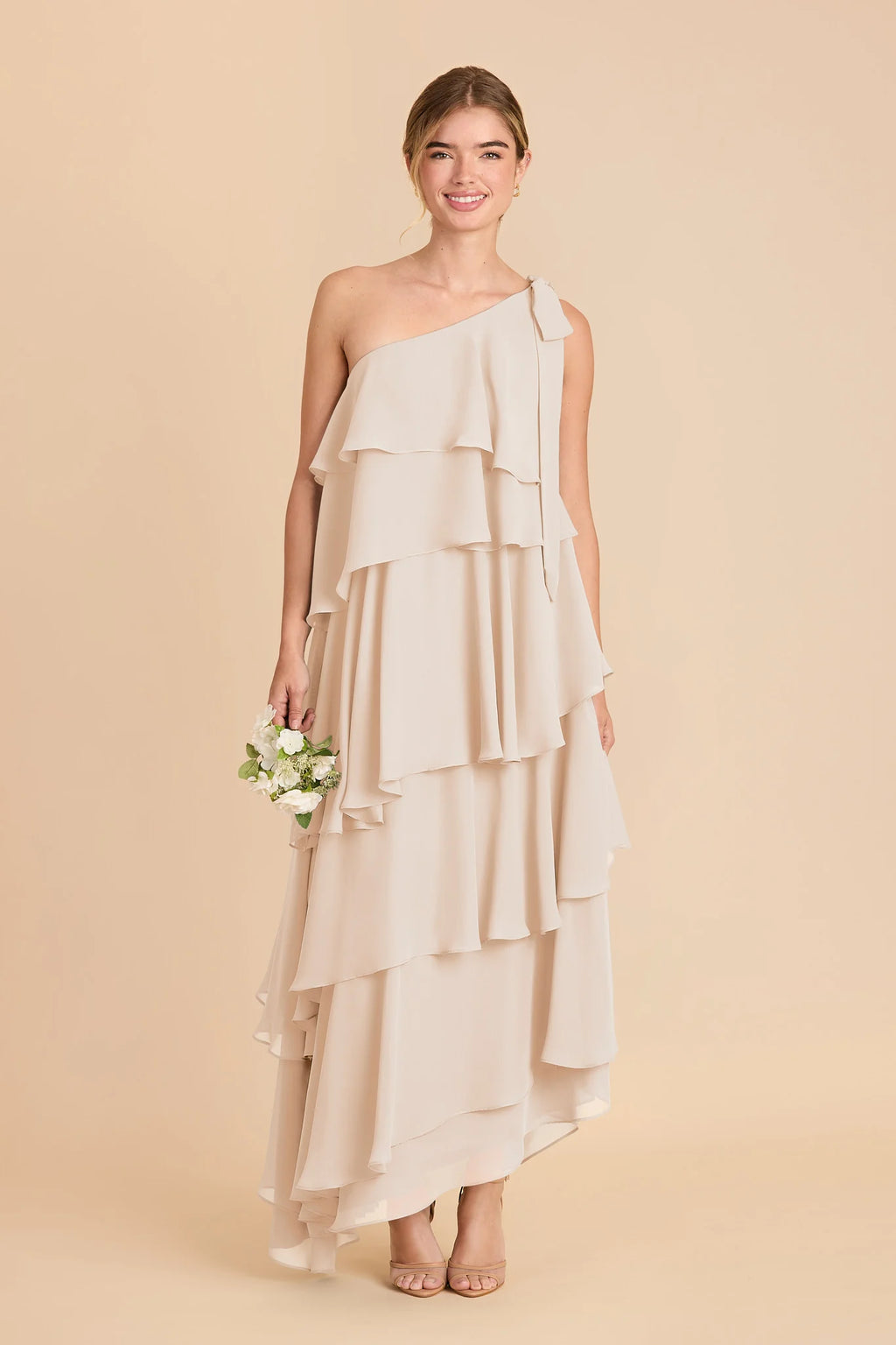 Marisol Champagne front view bridesmaid dress