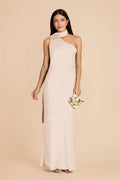 Ariadne Champagne front view bridesmaid dress