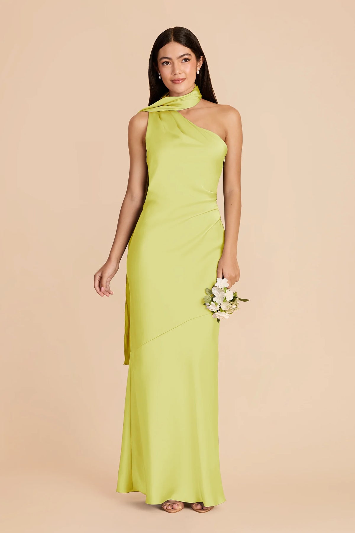 Ariadne Chartreuse front view bridesmaid dress