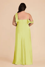 Thalia Chartreuse back view bridesmaid dress