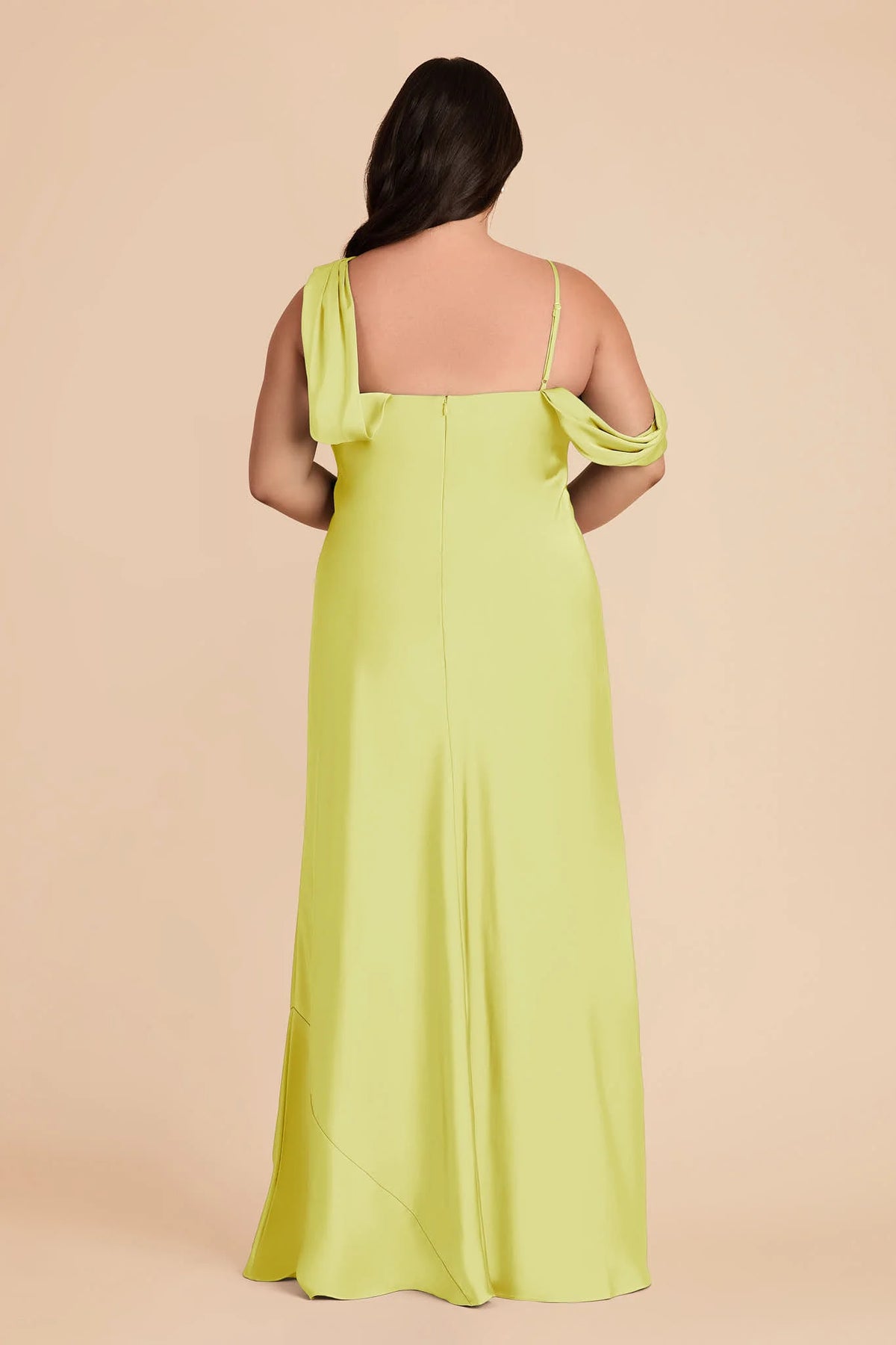 Thalia Chartreuse back view bridesmaid dress
