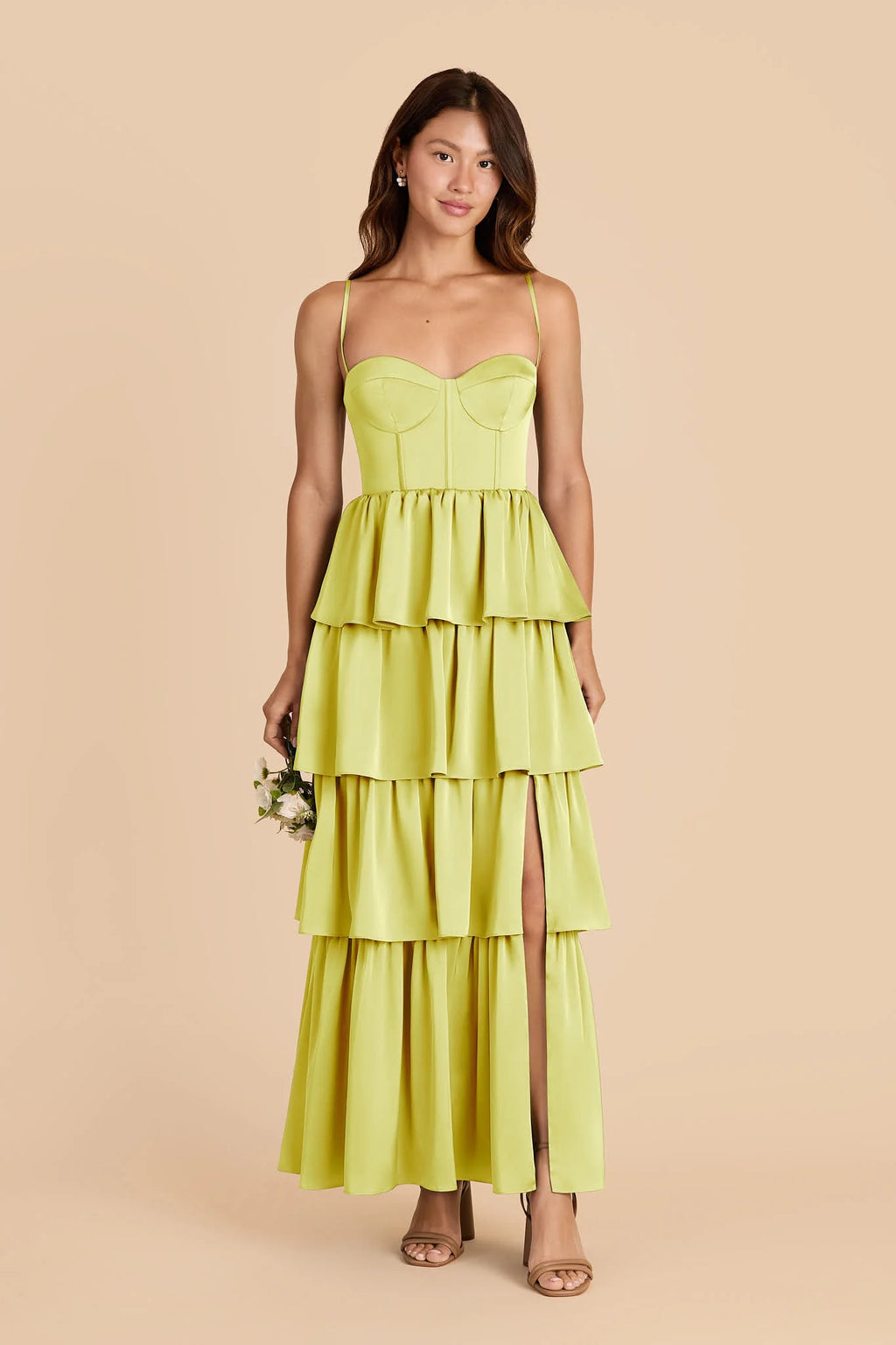 Calista Chartreuse front view bridesmaid dress