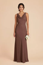Odette Chocolate Brown front view bridesmaid dress