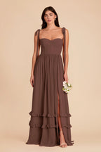 Daphne Chocolate Brown front view bridesmaid dress