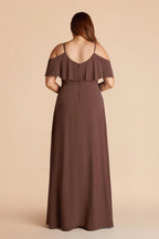 Genevieve Chocolate Brown back view bridesmaid dress