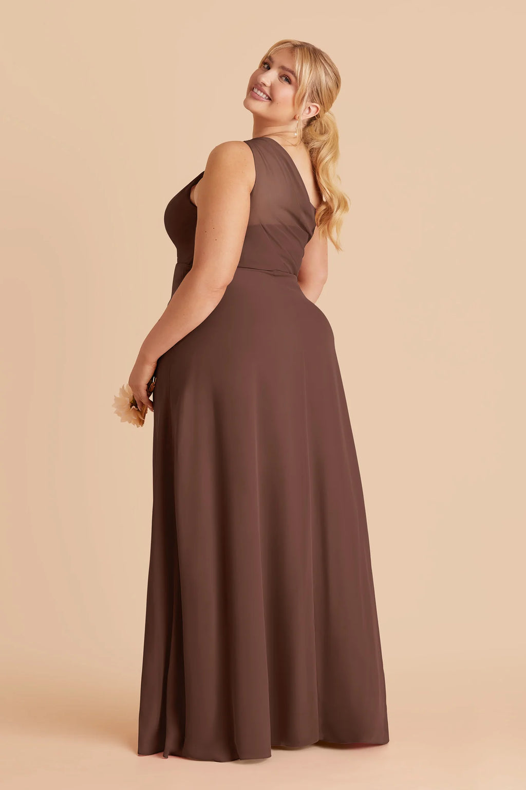 Celine Chocolate Brown back view bridesmaid dress
