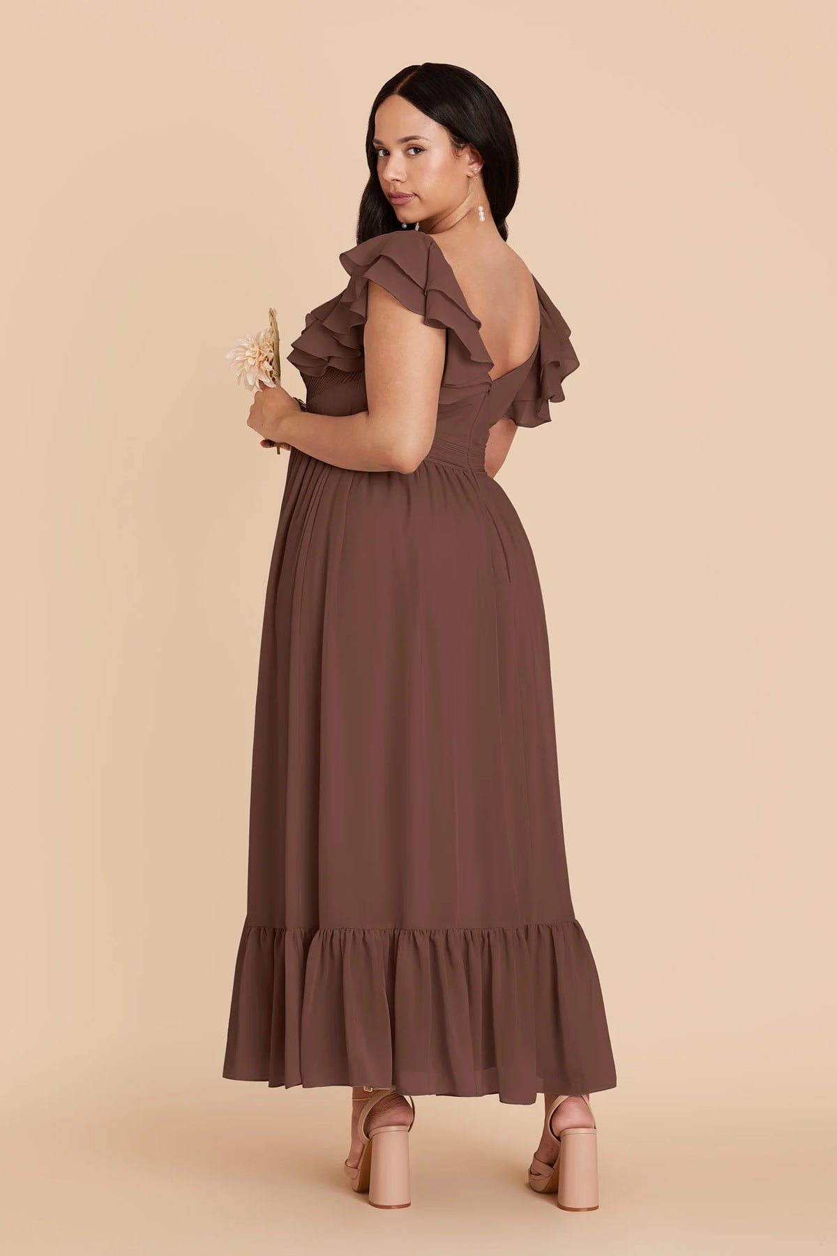 Talia Chocolate Brown back view bridesmaid dress