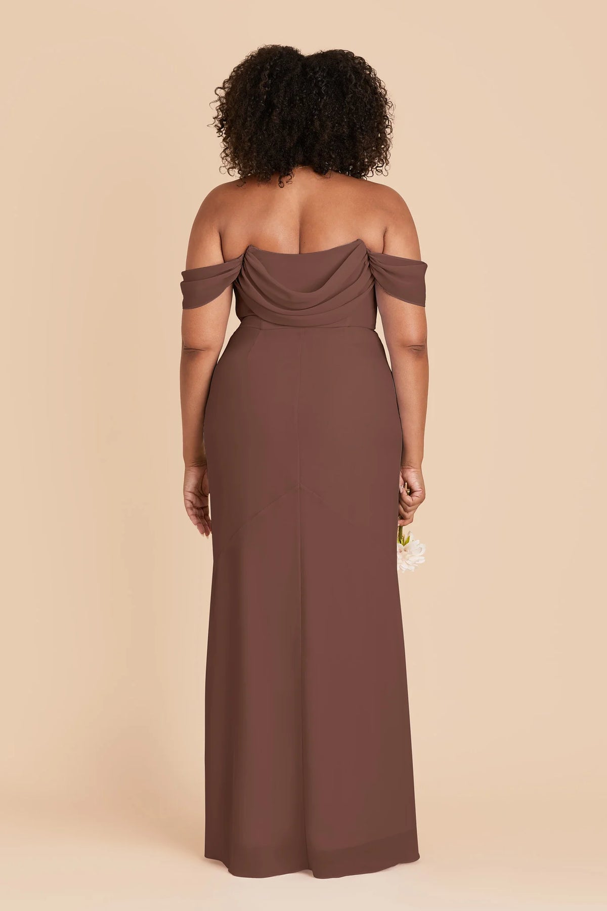 Odessa Chocolate Brown back view bridesmaid dress