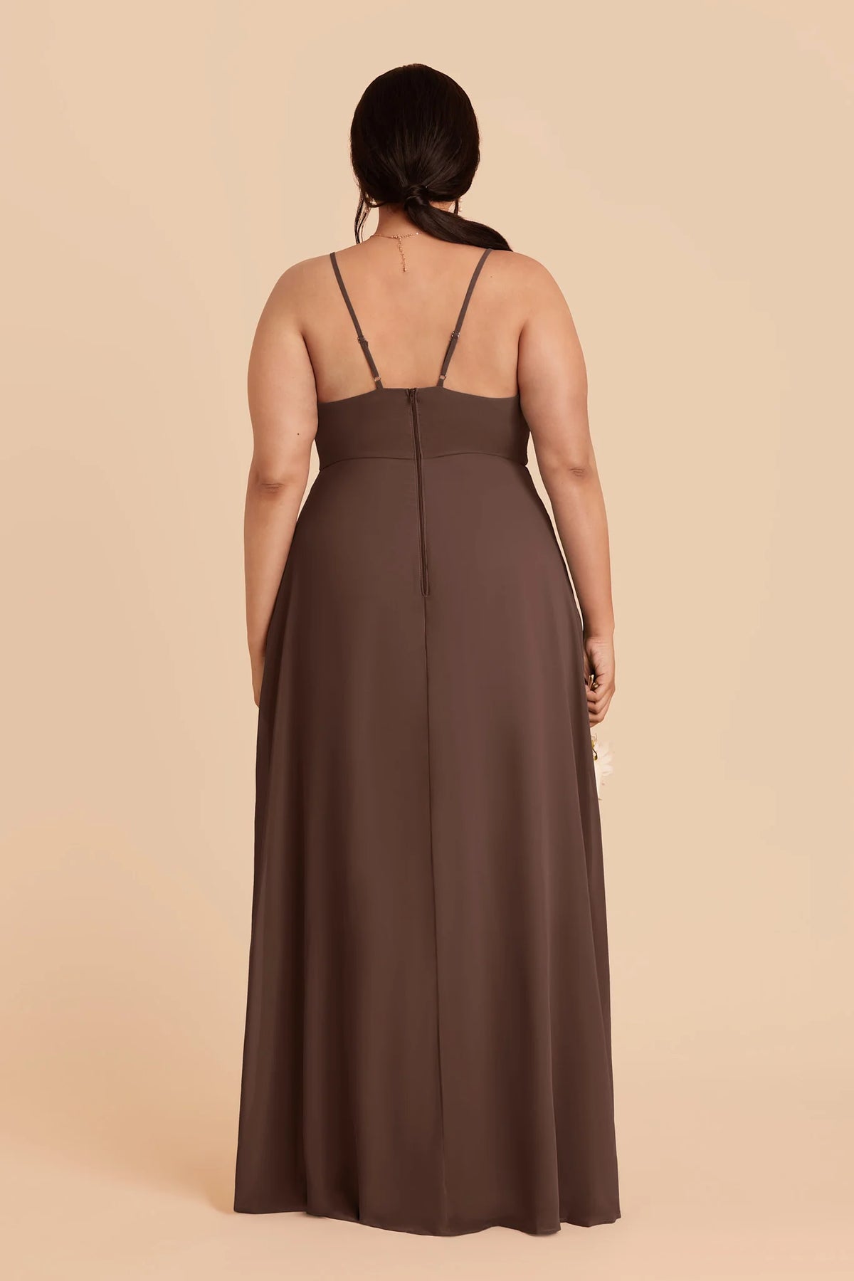 Margot Chocolate Brown back view bridesmaid dress
