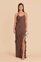Vivienne Chocolate Brown front view bridesmaid dress