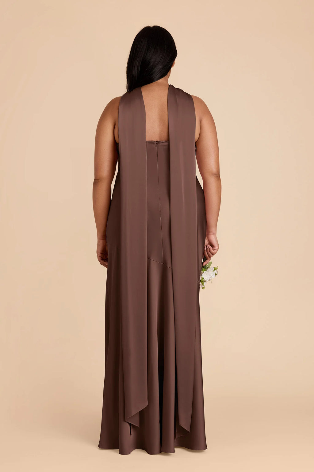 Camille Chocolate Brown back view bridesmaid dress