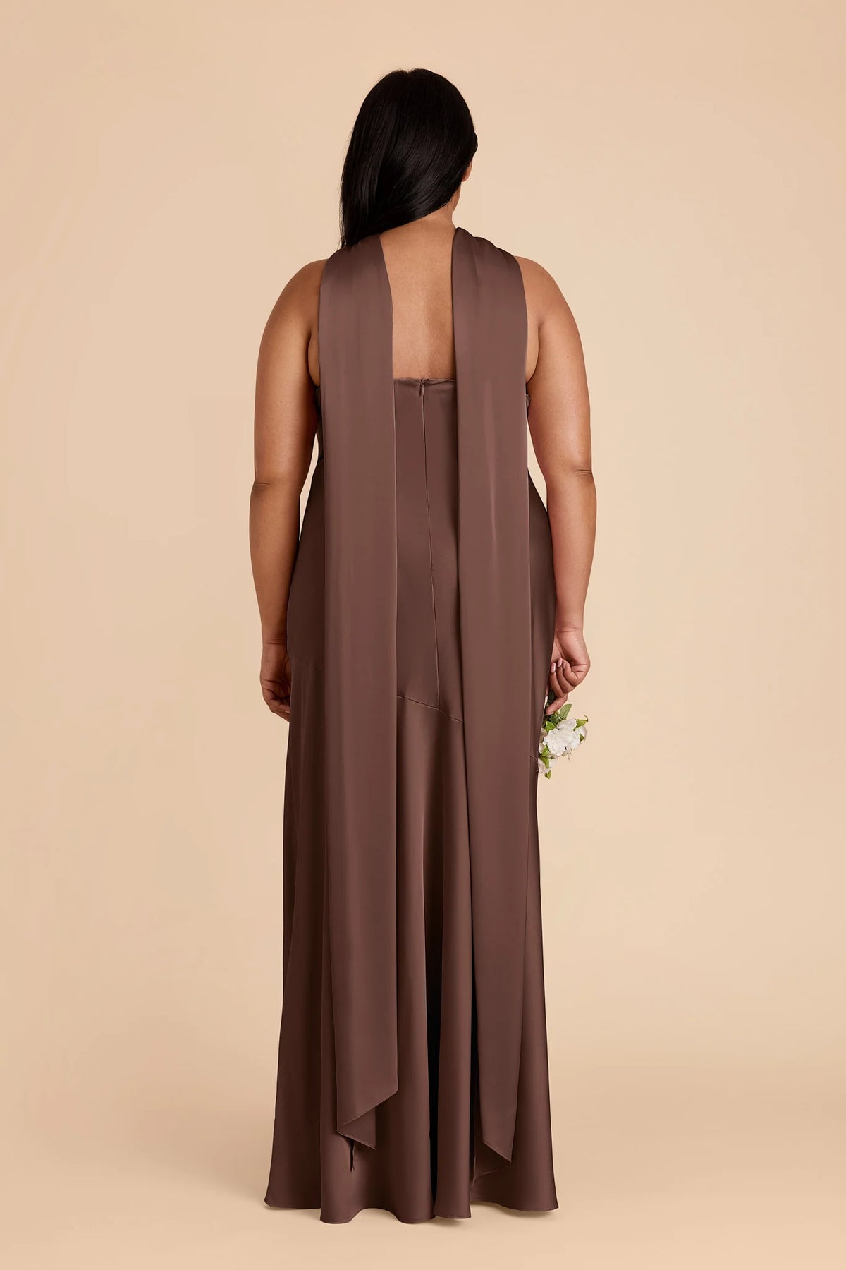 Camille Chocolate Brown back view bridesmaid dress