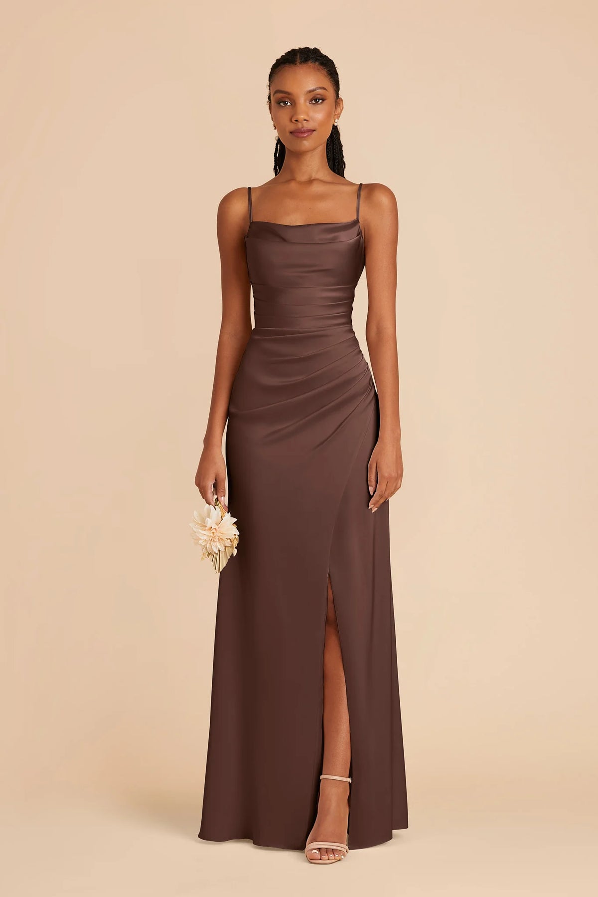 Sabine Chocolate Brown front view bridesmaid dress