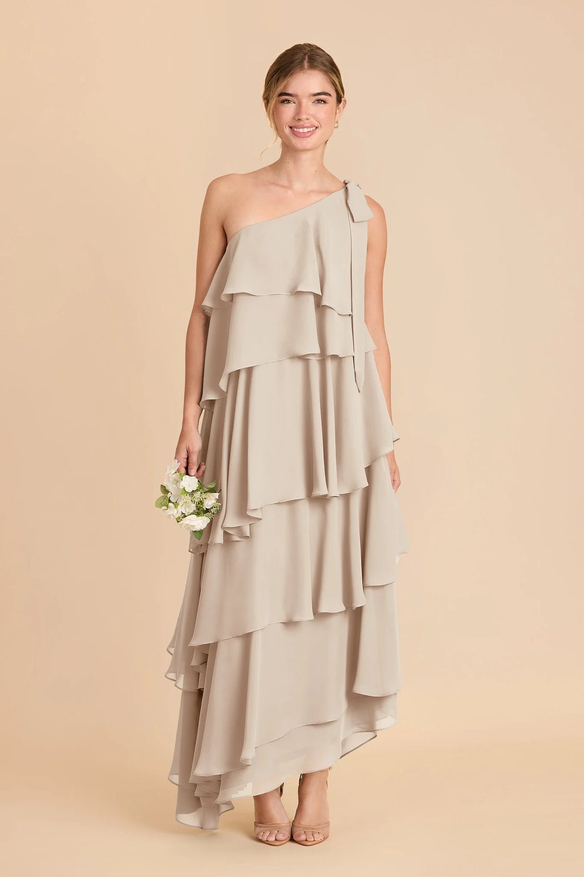 Marisol Classic Champagne front view bridesmaid dress