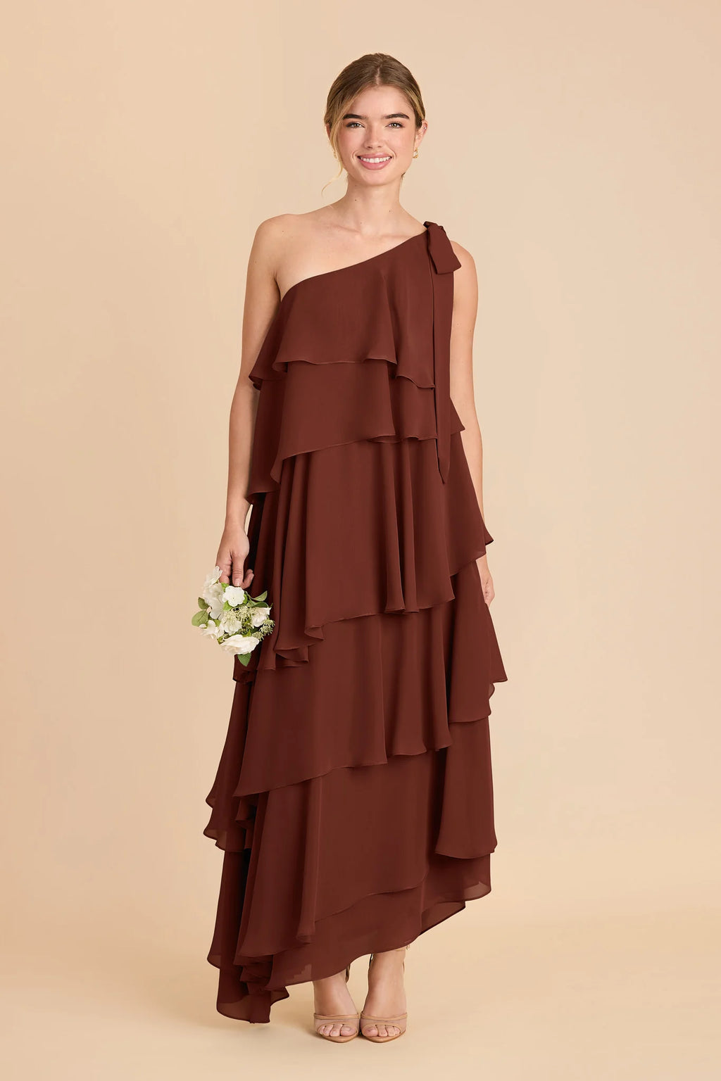 Marisol Cognac front view bridesmaid dress