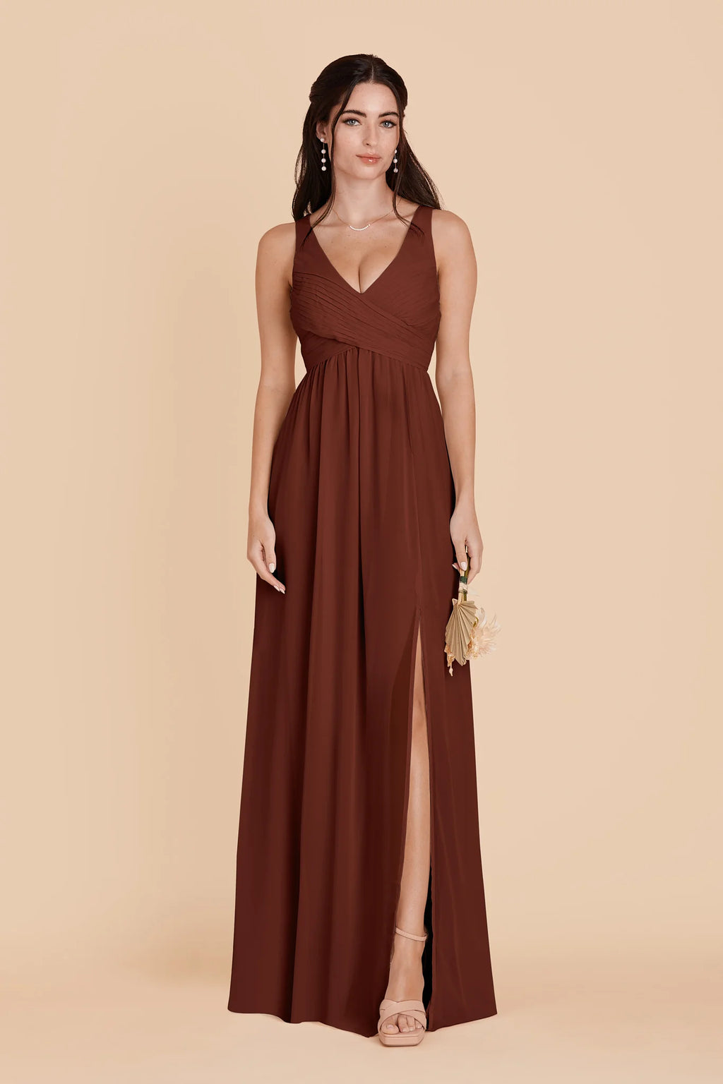 Annelise Cognac front view bridesmaid dress