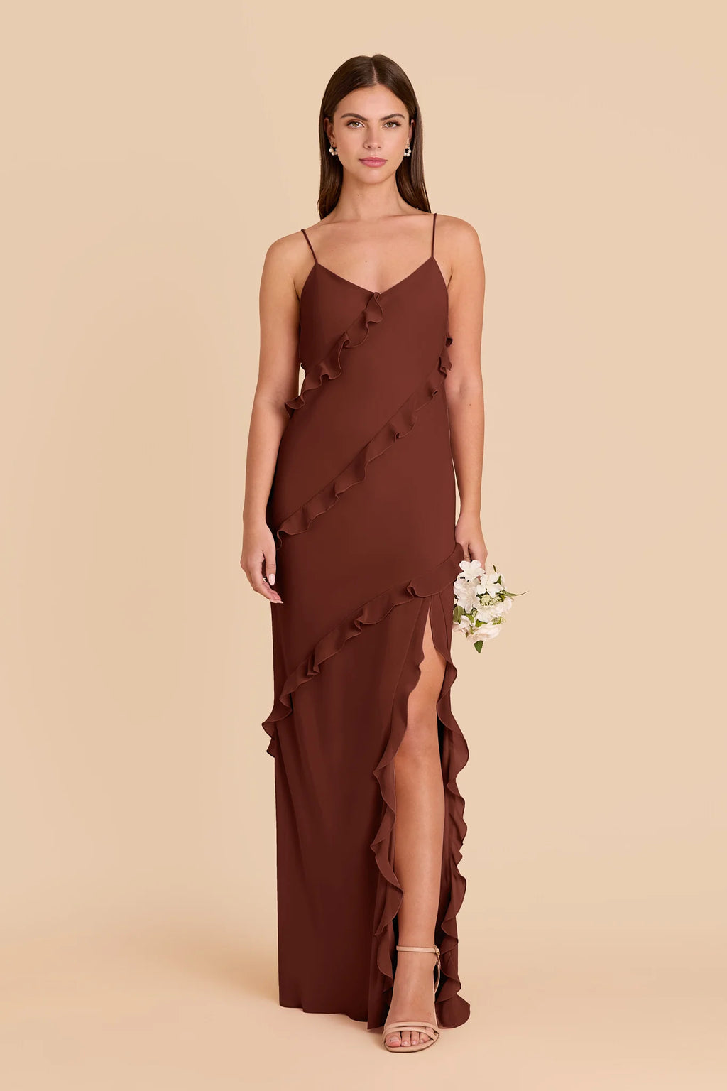 Vivienne Cognac front view bridesmaid dress